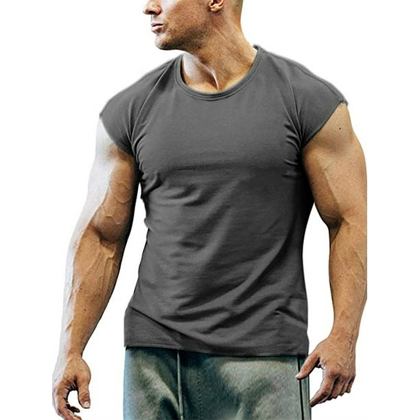 Mens Cool Dry Athletic Compression Baselayer Gym Workout Sleeveless Shirts Soild